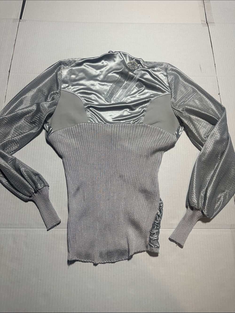 NWT Save the Queen Silver Ruched Zip-Front light zip up made in Italy couture - Picture 8 of 12